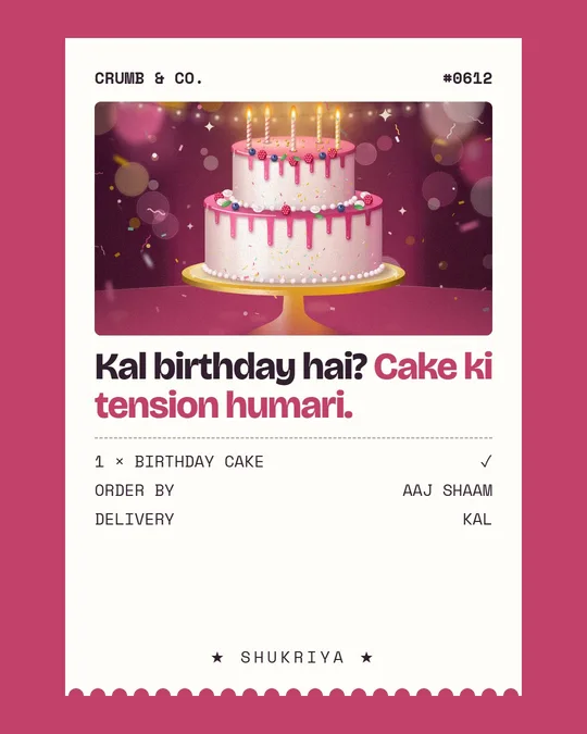 Example Instagram post in Roman Urdu for Crumb & Co., a made-up business