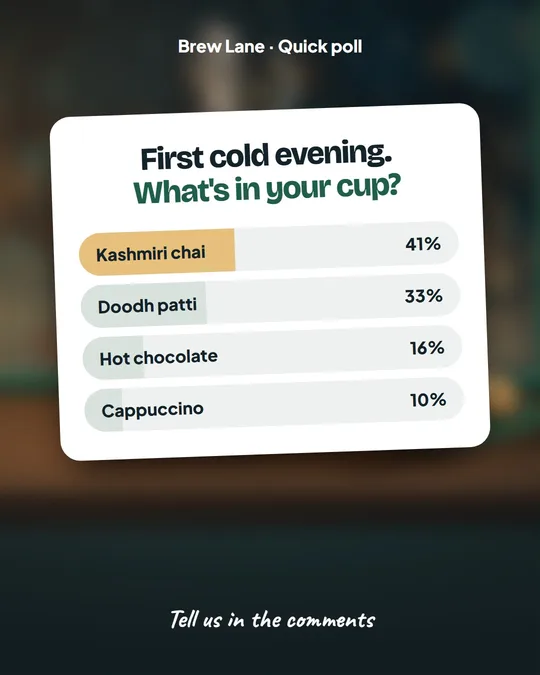 Example Instagram post in English for Brew Lane, a made-up business