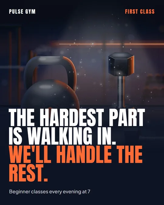Example Instagram post in English for Pulse Gym, a made-up business