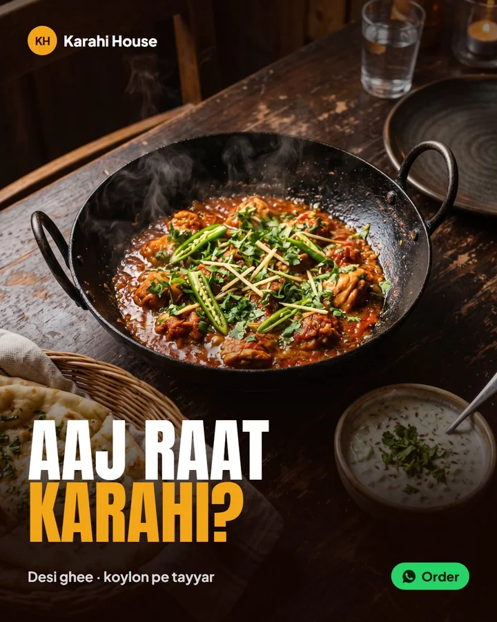 Example Instagram post in Roman Urdu for Karahi House